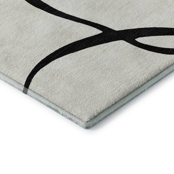 Mayfield Premium Machine Washable Abstract AMF999 White 3 ft. x 4 ft. Area Rug