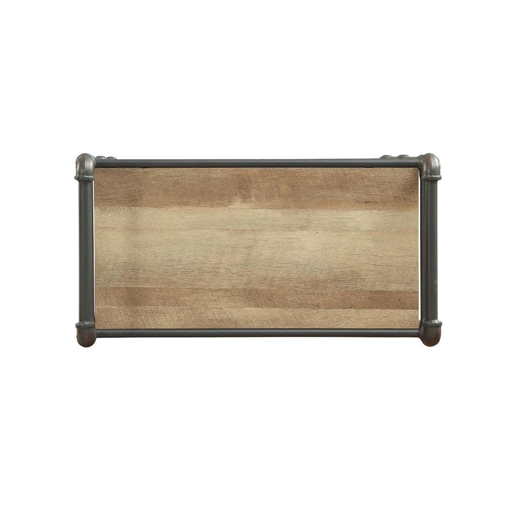 Urban Industrial 5-Tier Antique Oak & Sandy Gray Wooden Bookcase