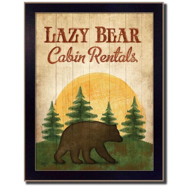HomeRoots Charlie Lazy Bear 1-Piece Framed Wall Art 18 in. x 14 in.