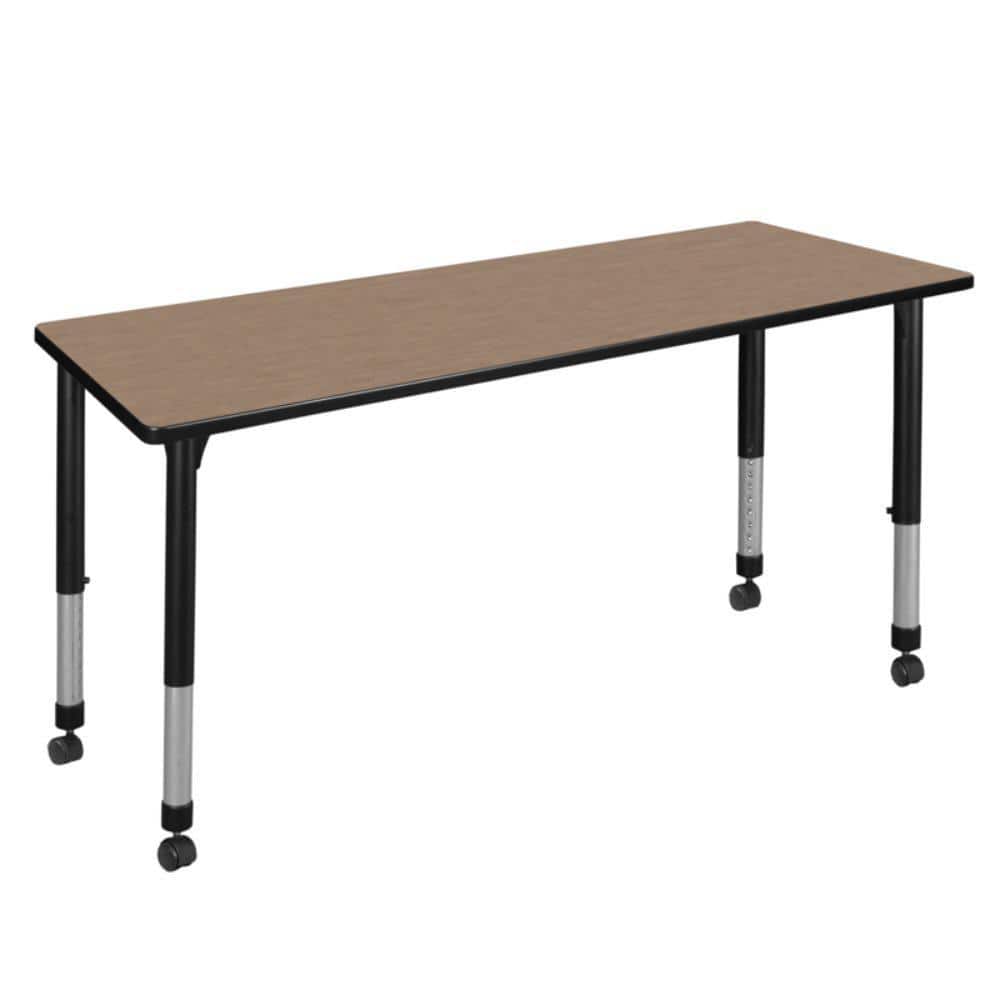 Kee 60 in. x 24 in. Noble Oak Height Adjustable Mobile Classroom Activity Table Desk with Black Base