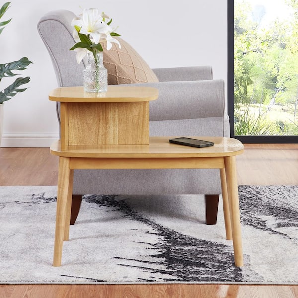 Maxwell Mid Century 28 in. Honey Oat Rectangular Wood End Table