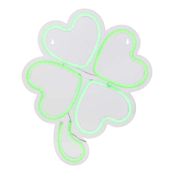 LED St. Patrick's Day Shamrock Neon Lighted Wall or Window Decoration-5  in.