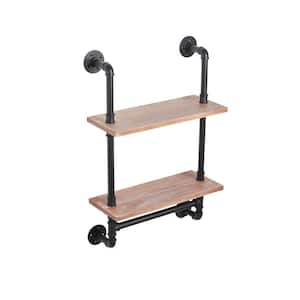 Industrial Pipe Shelving Farmhouse Bathroom Shelves with Towel Bar Towel Rack Over Rustic Wall Wood Shelves 19.7 in.