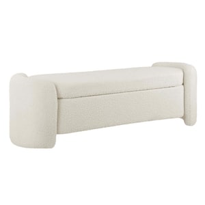 Nebula Ivory Boucle Upholstered Bench