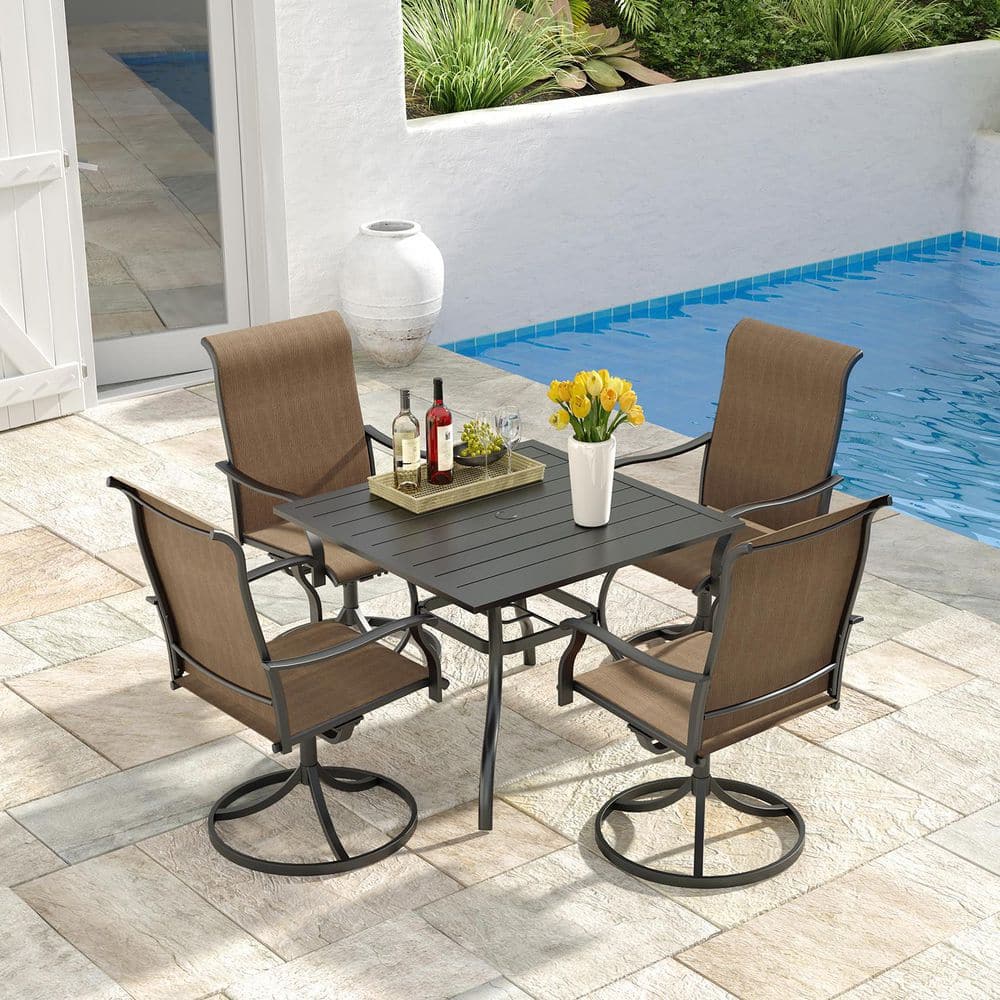5-Piece Square Patio Dining Set with Swivel Chairs price history on PriceWatchPro