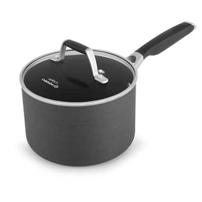 Select 2.5 qt. Hard-Anodized Aluminum Nonstick Sauce Pan in Black with Glass Lid