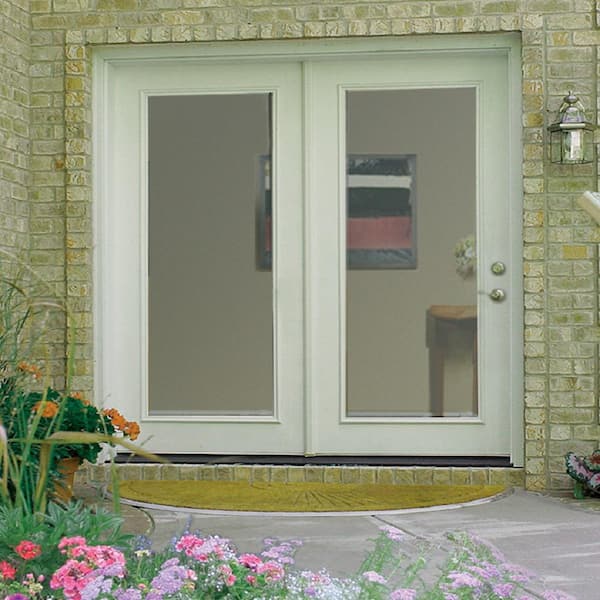 Classic Clear Low-E Glass Fiberglass Smooth Prehung Left-Hand Inswing Full Lite Patio Door