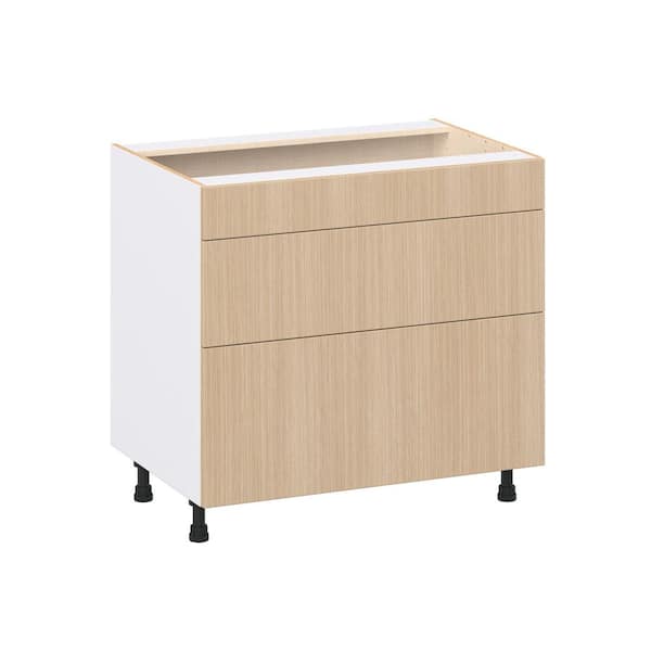 Timberline 36 in W x 24.5 in D x 34.5 in H Assembled Shaker Cooktop Drawer Base Kitchen Cabinet in Mojavi Oak w 3 Drawer