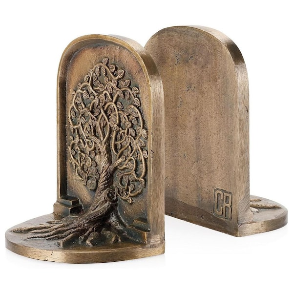 Tree of Life Decorative Bookends for Shelves or Bookcase, 2 Pieces