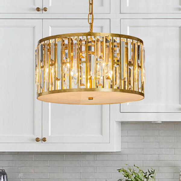 ALOA DECOR 16 in. 6-Light Mid-Century Modern Drum Chandelier with ...