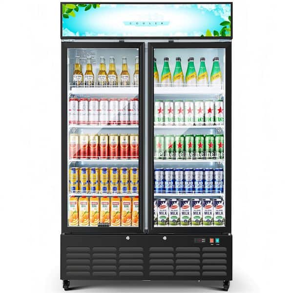 44 in. 27 cu. ft. Upright Beverage Display Cooler with Soft LED Light in Black
