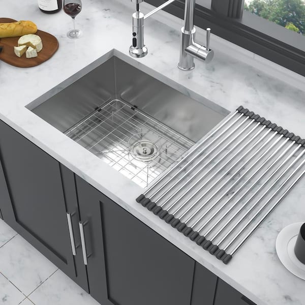 Undermount 23 in. 18-Gauge Stainless Steel Bar Sink in Brushed Stainless