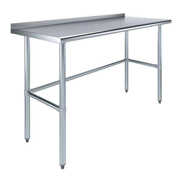 AMGOOD Stainless Steel 24 In X 60 In Open Base Kitchen Prep Table   Stainless Steel Kitchen Prep Tables Amg Wt 2460 Bs Rcb 64 600 