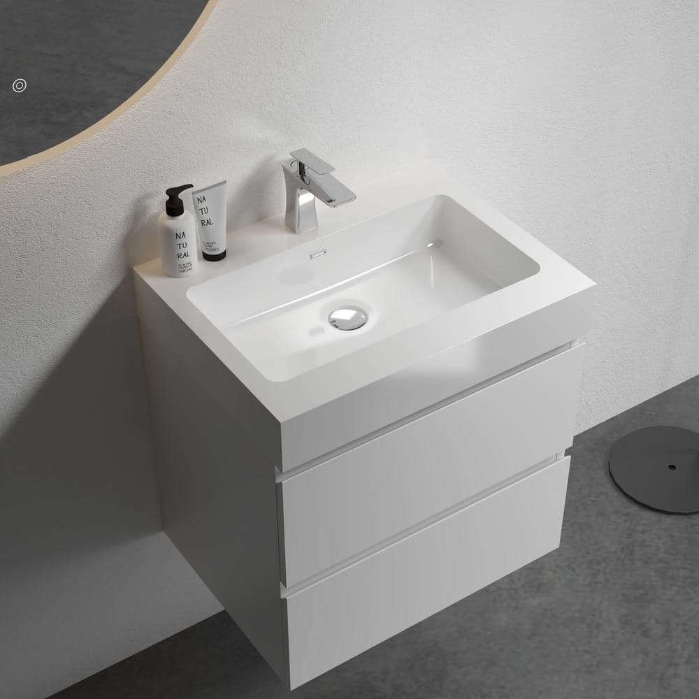 Alice 24" White MDF Floating Bathroom Vanity with Sink