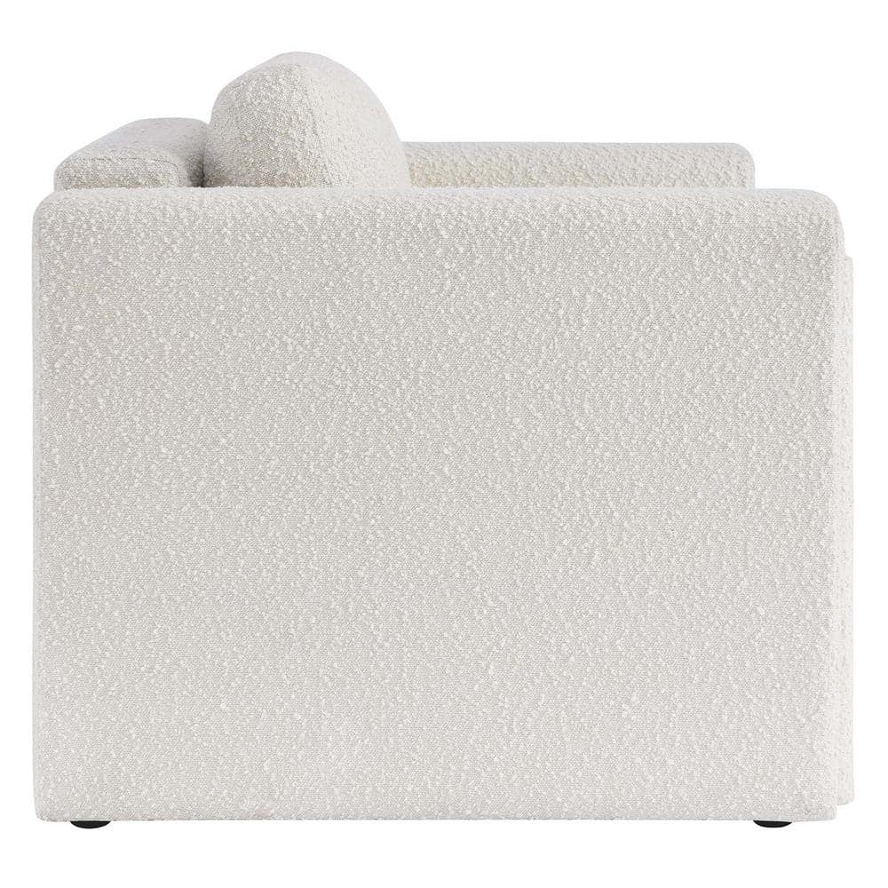 Ivory Boucle Fabric Modern Accent Chair with Manufactured Wood Frame