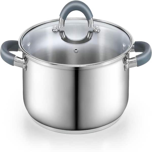 5.5 Quart Basics Stainless Steel Saucier Casserole Stock Pot Sauce Pot Stockpot with Glass Lid