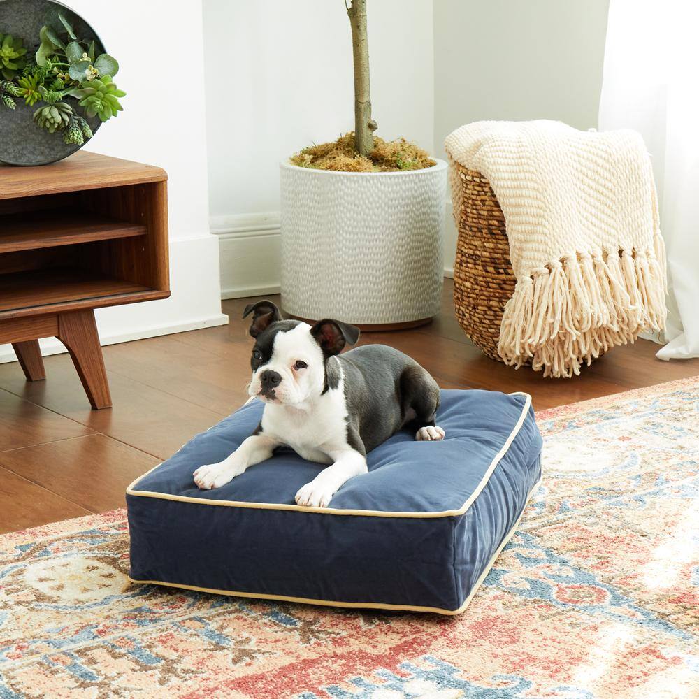 Extra Small Denim Chew Resistant Pillow Dog Bed