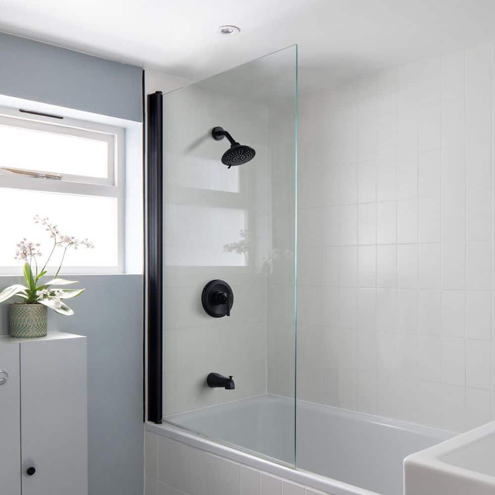 Matte Black Wall Mounted Single-Handle Shower Faucet Set