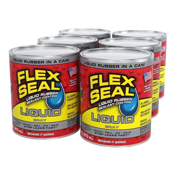 FLEX SEAL FAMILY OF PRODUCTS Flex Seal Liquid Gray 16 Oz. Liquid Rubber Sealant Coating (6-Pack)