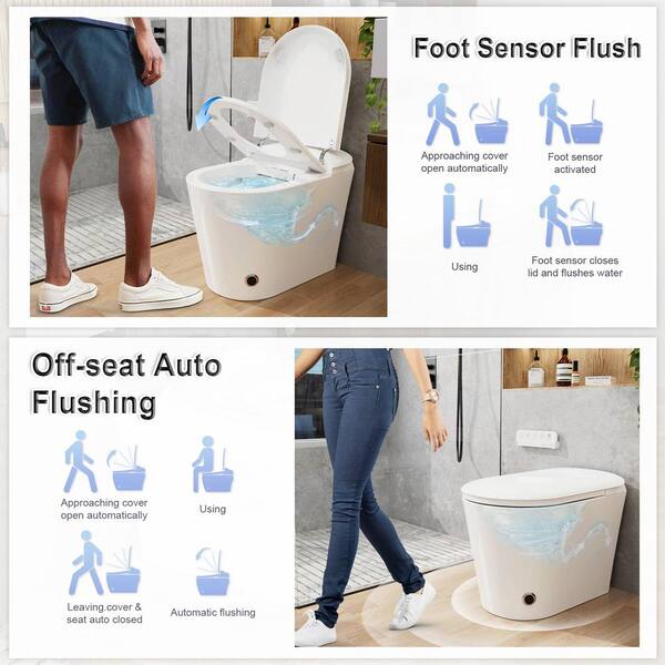 MYCASS Smart Toilet Bidet 1.32 GPF with Warm Air Dryer & Auto Flush