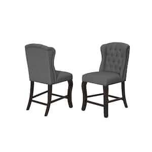 Luisa 2pc Solid Wood Gray Dining Counter Height Chairs