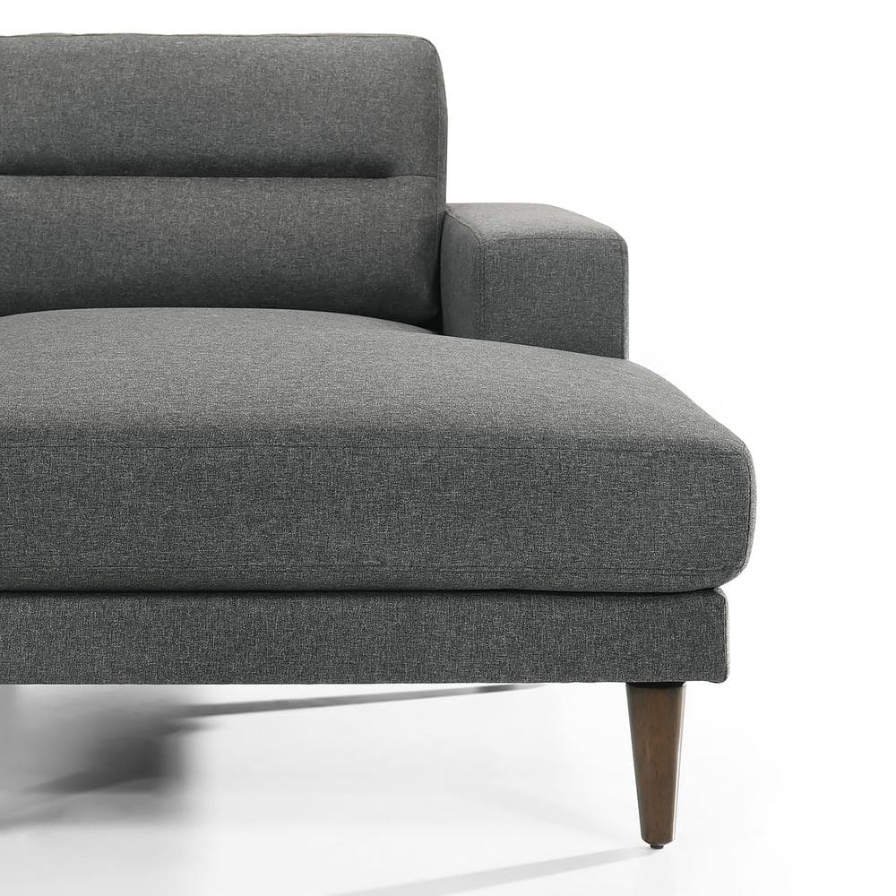 Vale 104" Gray Polyester Fabric 2-Piece Sectional Sofa with Chaise