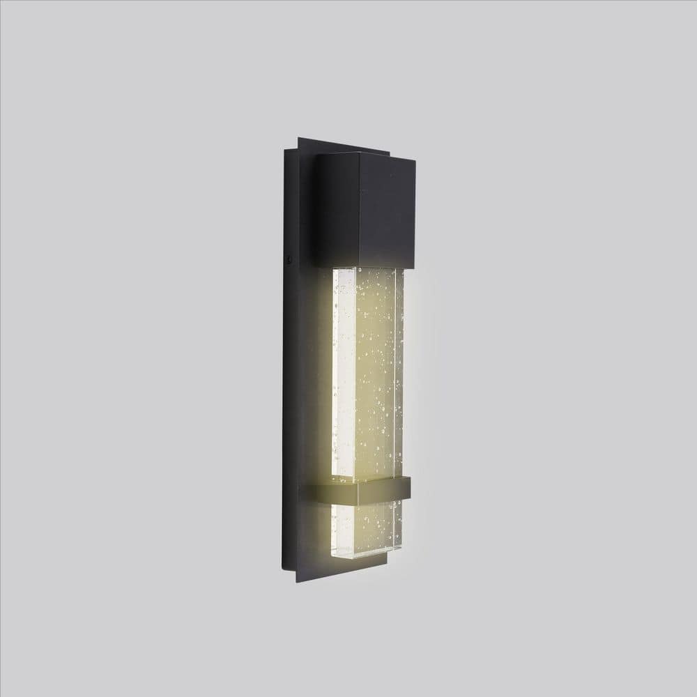 Venecia Modern Black Steel & Seeded Glass Dimmable Sconce