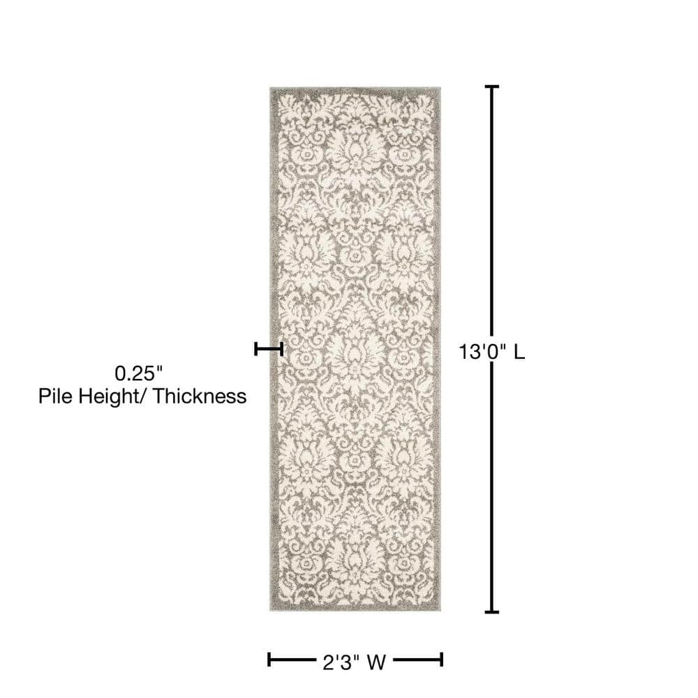 Amherst Dark Grey Synthetic Easy-Care 27" x 13" Area Rug