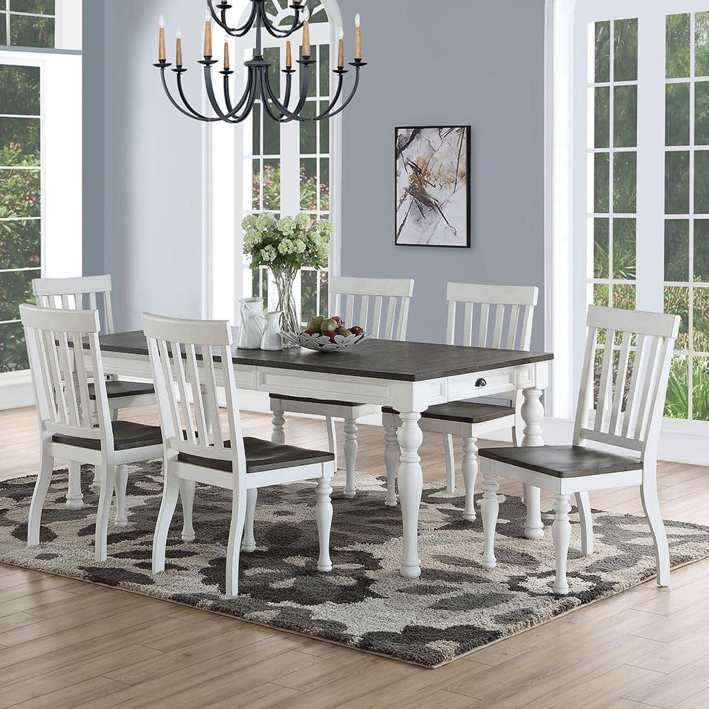 Transitional White Extendable Farmhouse Dining Table