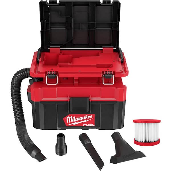 Milwaukee - M18 FUEL PACKOUT Cordless 2.5 Gal Wet/Dry Vacuum w/AIR-TIP 1-1/4 in. - 2-1/2 in. (7-Piece) Long Reach Flexible Hose Set