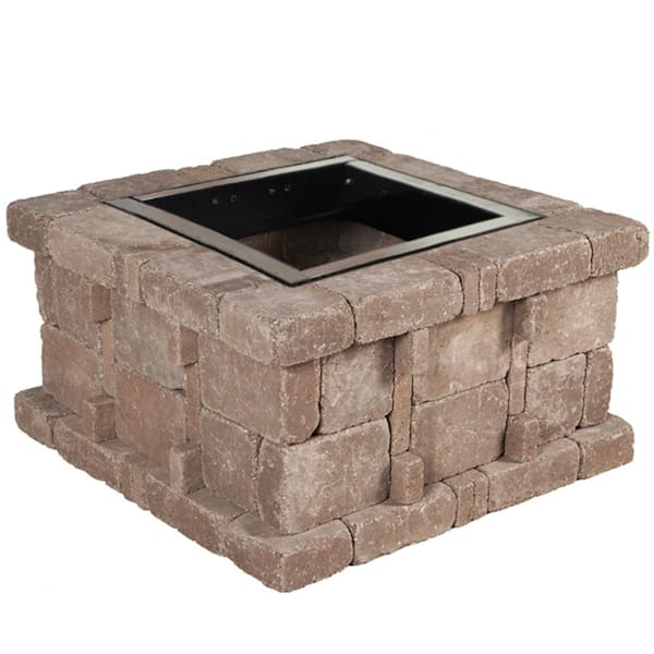 Square Concrete Fire Pit Kit, Fire Pit Brick Glue Home Depot