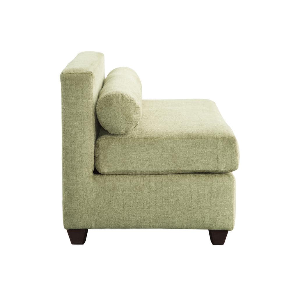 Fern Green Chenille Fabric 2-Piece Sectional Sofa with Throw Pillows