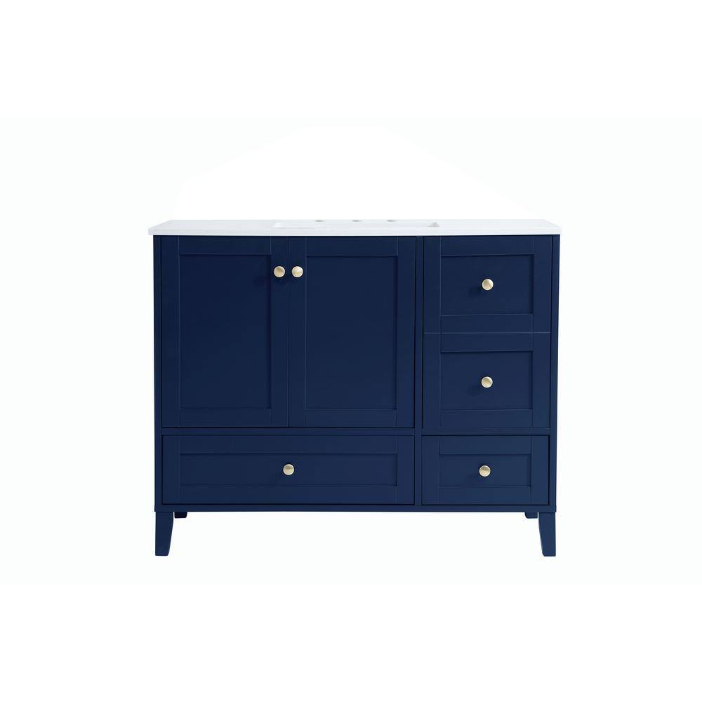 Simply Living 42 in. Single Bathroom Vanity in Blue with Engineered Marble 