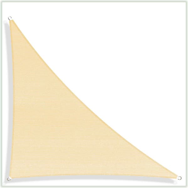 COLOURTREE 18 ft. x 18 ft. x 25.5 ft. 190 GSM Beige Right Triangle Sun Shade Sail Screen Canopy, Outdoor Patio and Pergola Cover