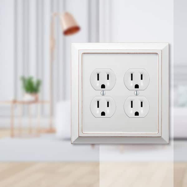 Savannah 2 Gang Duplex Wood Wall Plate - White