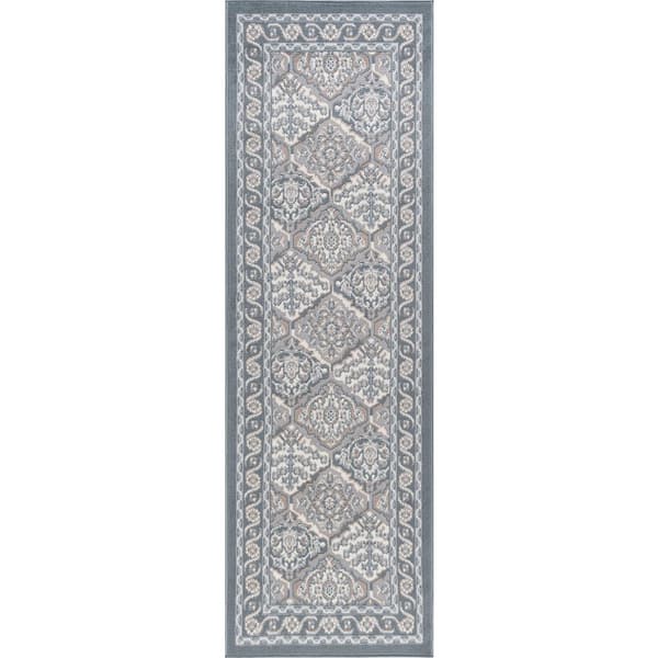 Tayse Rugs Hampton Oriental Gray 2 ft. x 10 ft. Indoor Runner Rug
