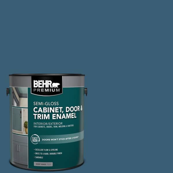 1 gal. #S490-7 Superior Blue Semi-Gloss Enamel Interior/Exterior Cabinet, Door & Trim Paint
