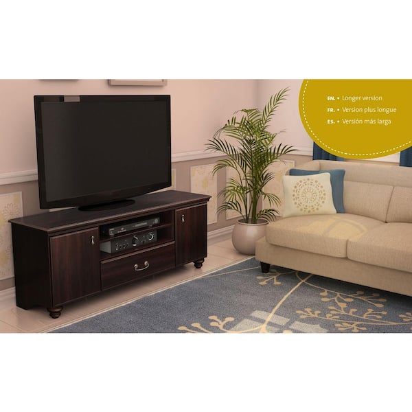 South Shore Noble 50-Disk Capacity TV Stand for TVs up to 60 in. Dark Mahogany