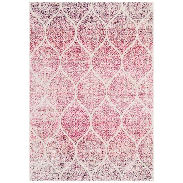 SAFAVIEH Madison Cream/Fuchsia 5 ft. x 8 ft. Medallion Area Rug