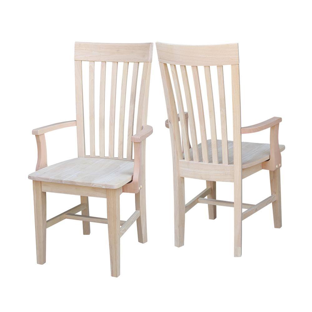 Elegant Tall Mission Brown Wood Slat Arm Chair