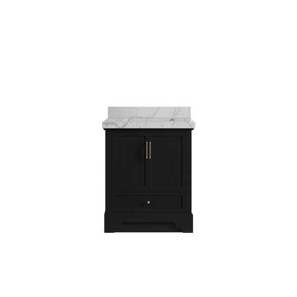 Willow Collections Alys 30 in. W x 22 in. D x 36 in. H Single Sink Bath Vanity Center in Black with 2 in. Venatino Qt. Top