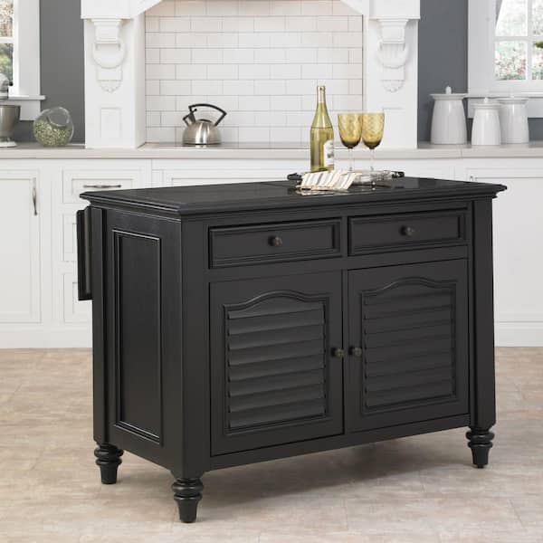 Home Styles Wood Kitchen Island in Black Finish