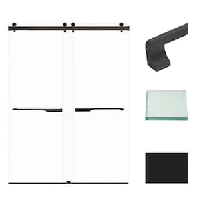 Brooklyn 60 in. W x 80 in. H Double Sliding Frameless Shower Door in Matte Black with Clear Glass