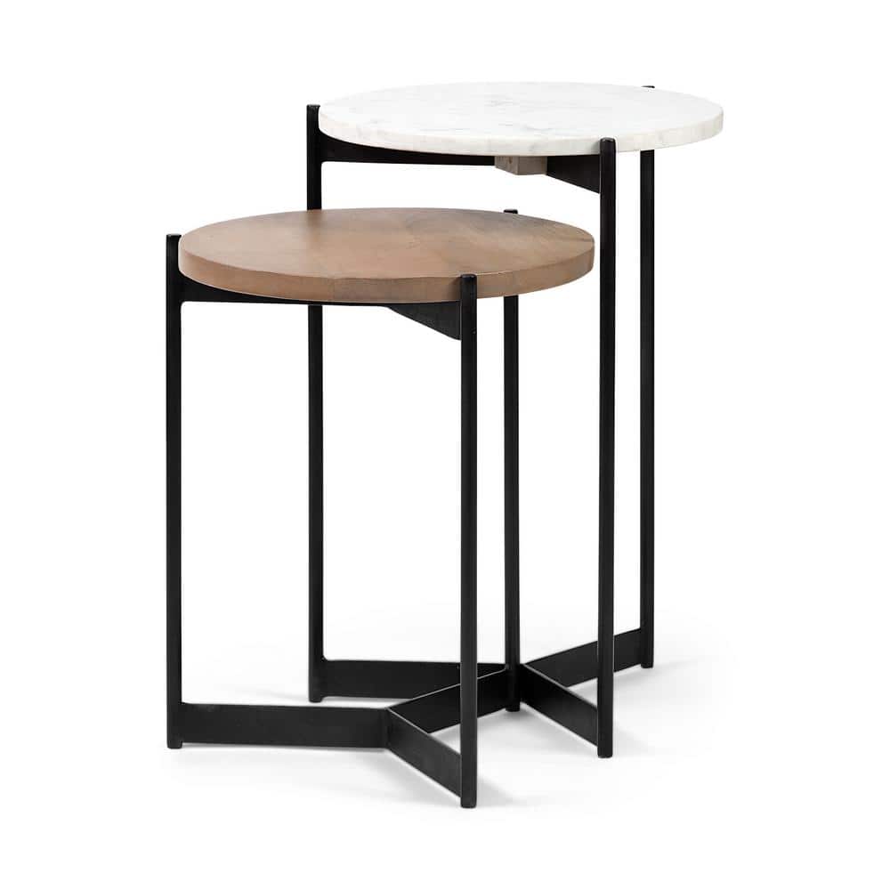 Larkin II 24 in. H White Marble Top and 20 in. H Brown Polished Wood Top price history on PriceWatchPro