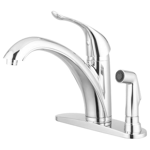 Pacific Bay Medina Single-Handle Standard Kitchen Faucet with Arc Spout and Side Sprayer in Chrome