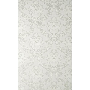Florentine White Damask Textured Non-pasted Vinyl Wallpaper