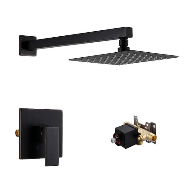 ARCORA Square 2-Spray Patterns with 1.6 GPM 8 in. Wall Mount Rain Fixed Shower Head in Oil Rubbed Bronze