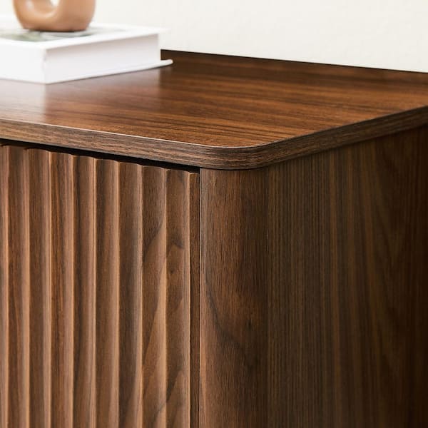 Noble House Raymond Walnut 34.30 in. H Accent Storage Cabinet with