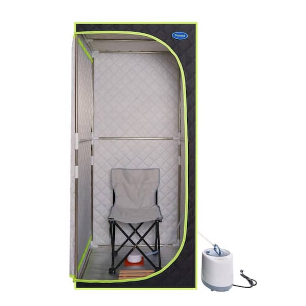 Unbranded 1-Person Steam Corner Portable Sauna with Steam generator, Controller, Foldable Chair Mat board in Black