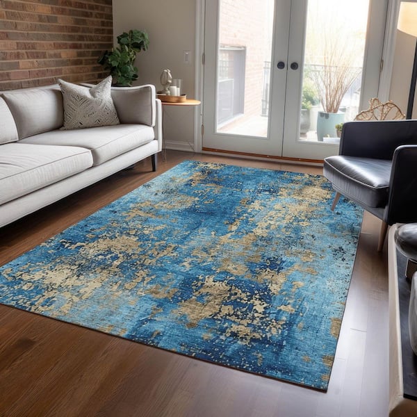 Chantille Machine Washable Indoor/Outdoor Abstract ACN1789 Blue 9 ft. x 12 ft. Area Rug